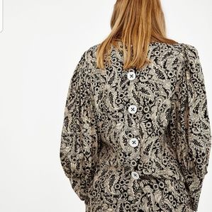 Zara shimmery puff sleeve blouse